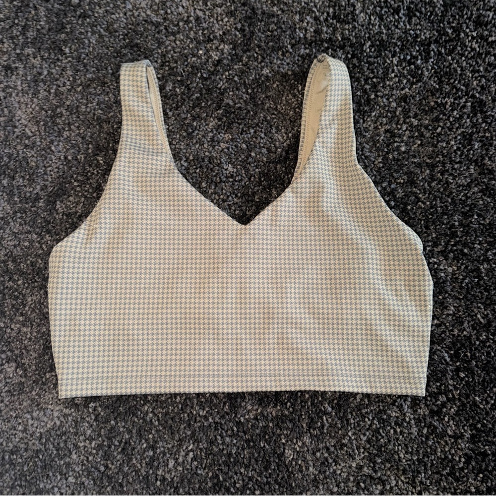 Offline by Aerie Green Houndstooth Sports Bra Low Impact Size L